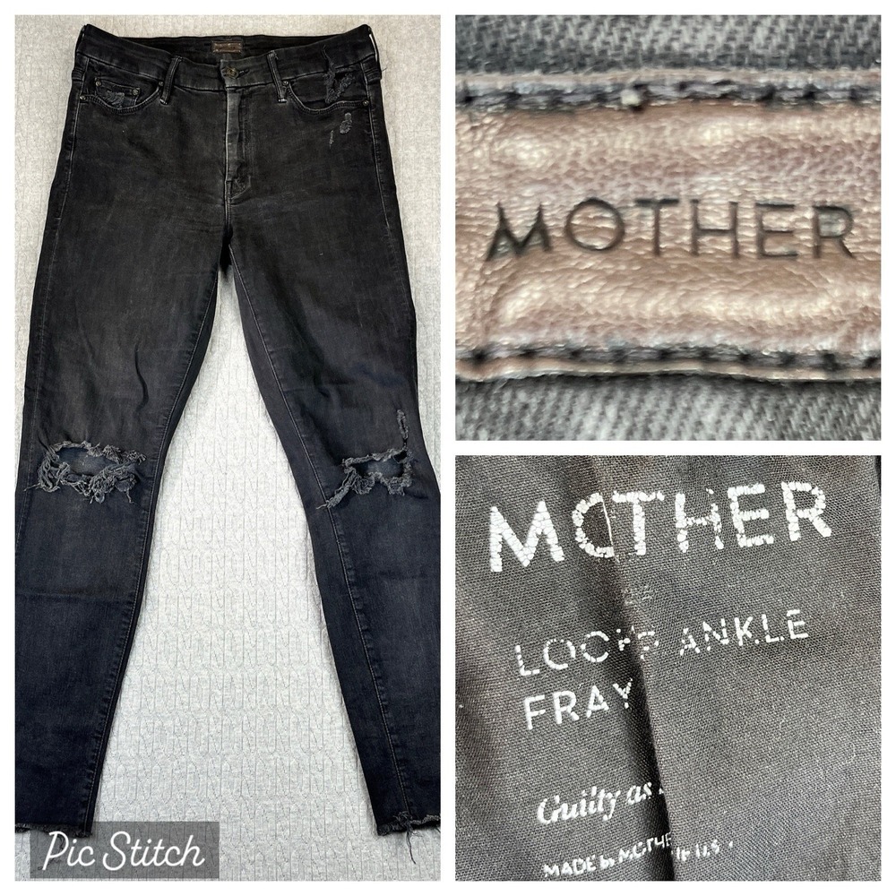 Mother Looker Ankle Fray Dress Jeans  Women Size 29/28X28 high rise stretch slim